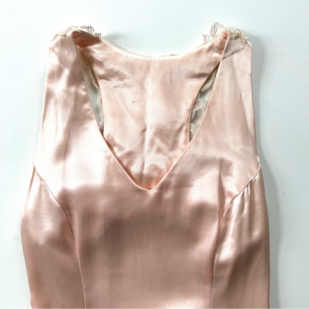 Jessica McClintock Vintage 90s Y2K Blush Pink Sleeveless Beaded Back Slip Dress - Picture 5 of 10